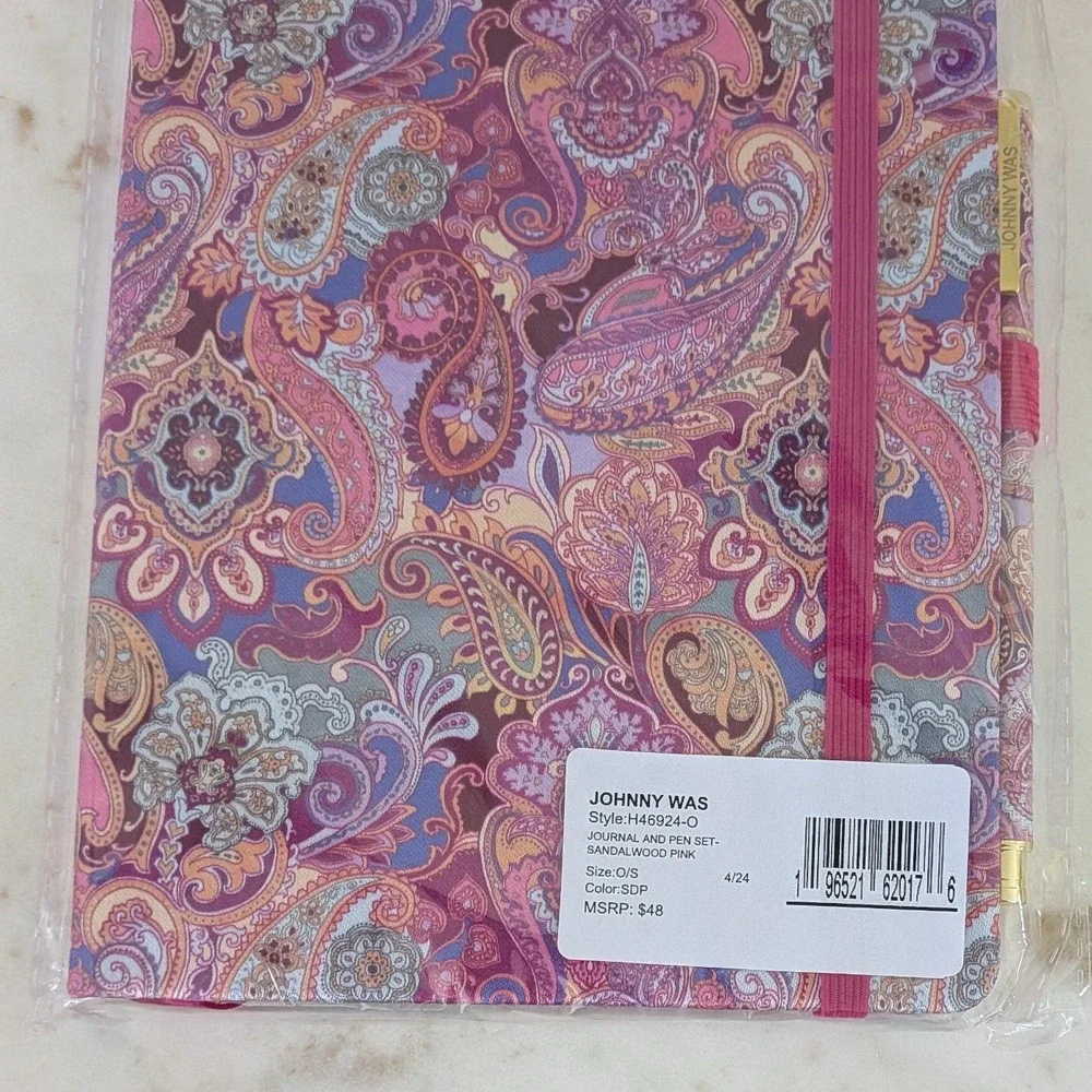 New‎ Johnny Was Journal and Pen Set Sandalwood Pink Paisley Boho H46924-O $48